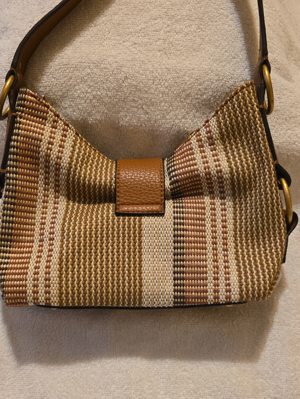 GUESS Camden Mini Striped Canvas Shoulder Purse NWOT